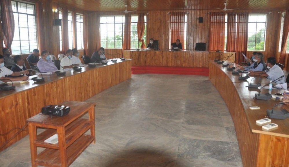 Members of Peren District Planning and Development Board attending the monthly meeting held at DC's Conference Hall, Peren on October 6. (DIPR Photo) 